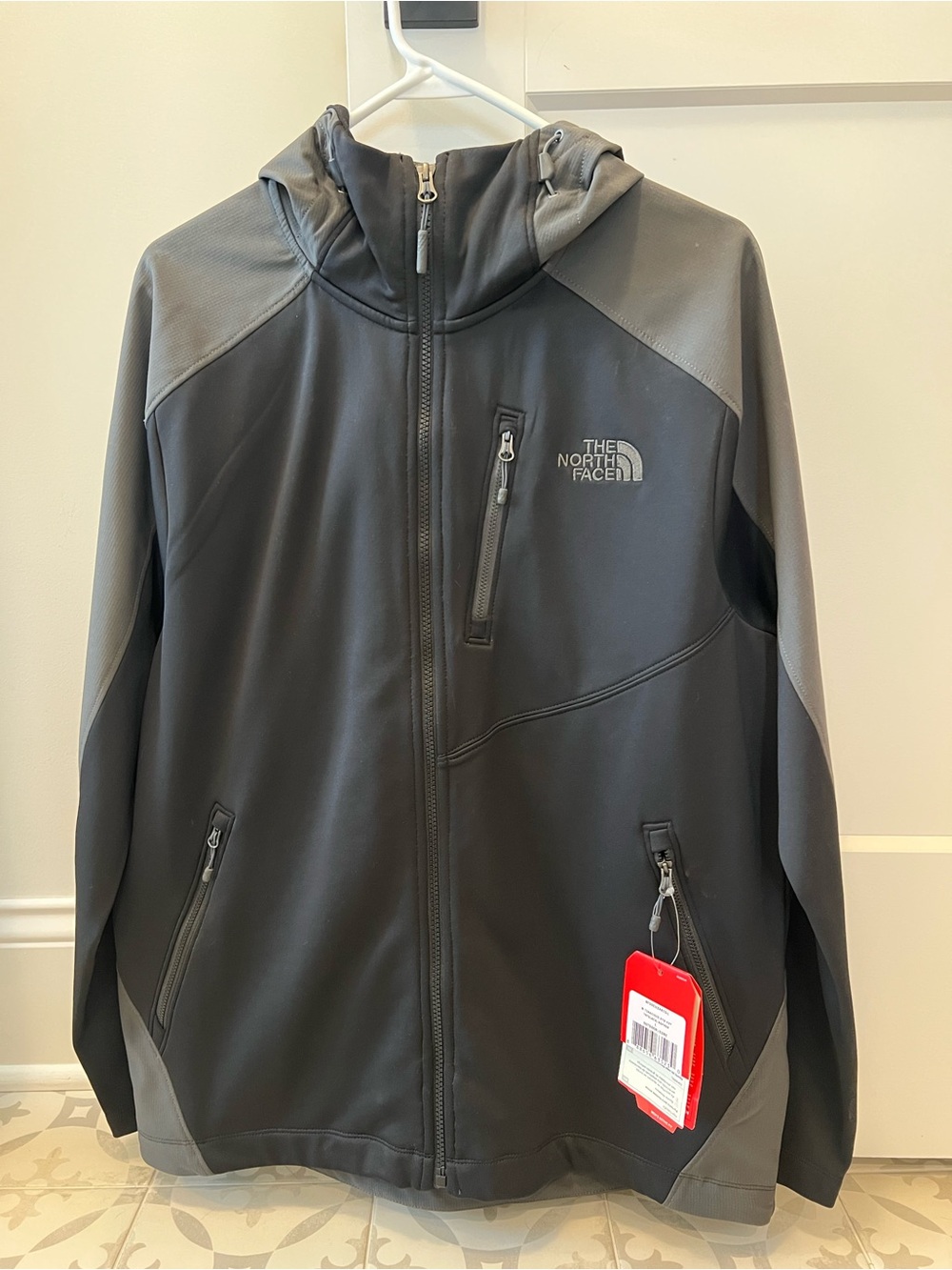 The North Face Men’s Grey Softshell Hooded Jacket- Tenacious Hybrid Hoodie